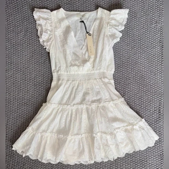 Pinch white eyelets tiered mini dress size medium new - Picture 1 of 6